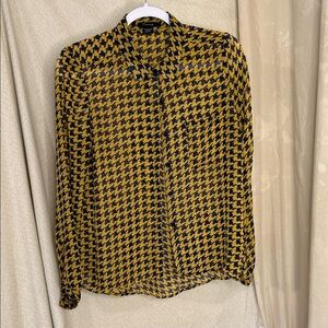 Timing Women's Sheer Houndstooth Blouse